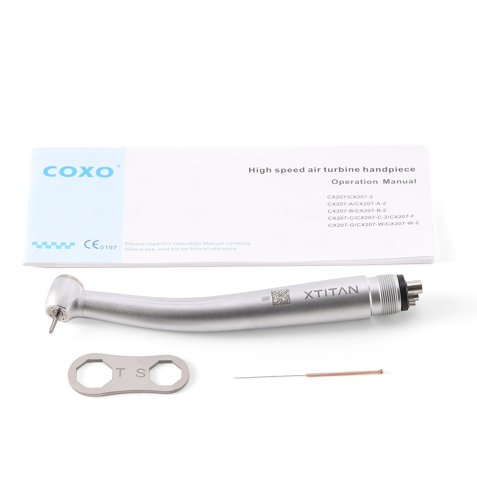 Высокоскоростной турбинный наконечник COXO X TITAN с 4 отверстиями, сверхмощной стандартной головкой и 4-портовым распылителем CX207-B H33-SP4