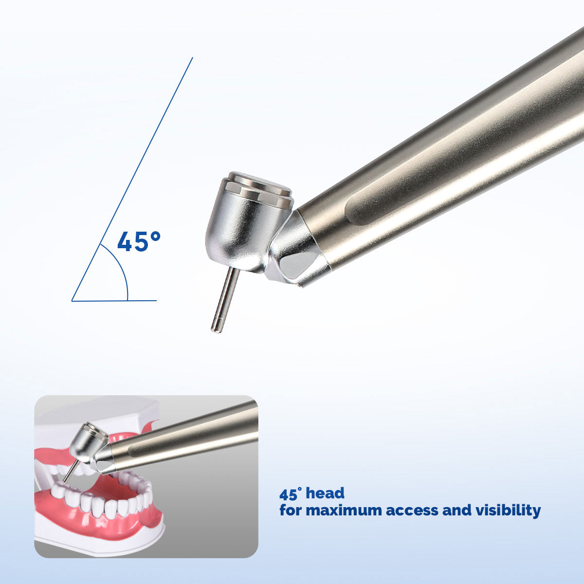AZDENT Dental 45 Degree LED High Speed Handpiece E-generator Standard Head Push Button 4 Hole