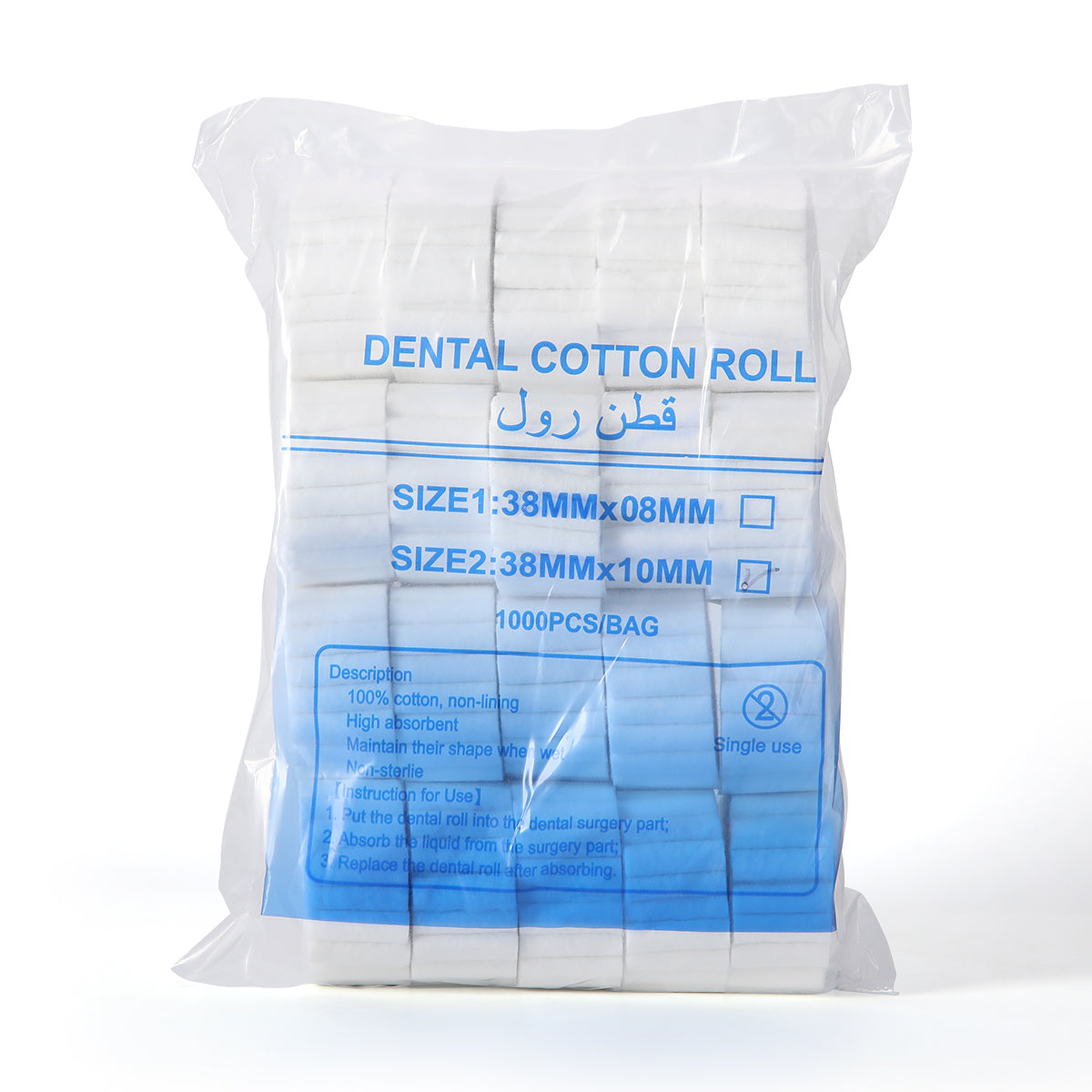 Dental Disposable Cotton Rolls Non-Sterile High Absorbent 1.5"x 3/8" 1000pcs/Bag