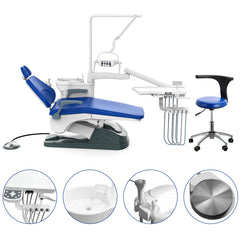 Dental Unit Chair J2688-A1 DC Motor Computer Controlled Hard Leather with Stool Sapphire Blue