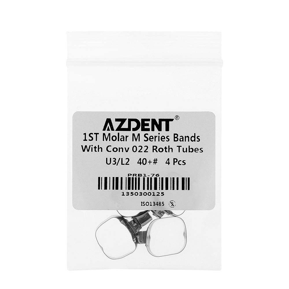 AZDENT Dental Orthodontic Buccal Tube Band 1st 35#-40+# Roth .022 U3/L2 4pcs/Kit