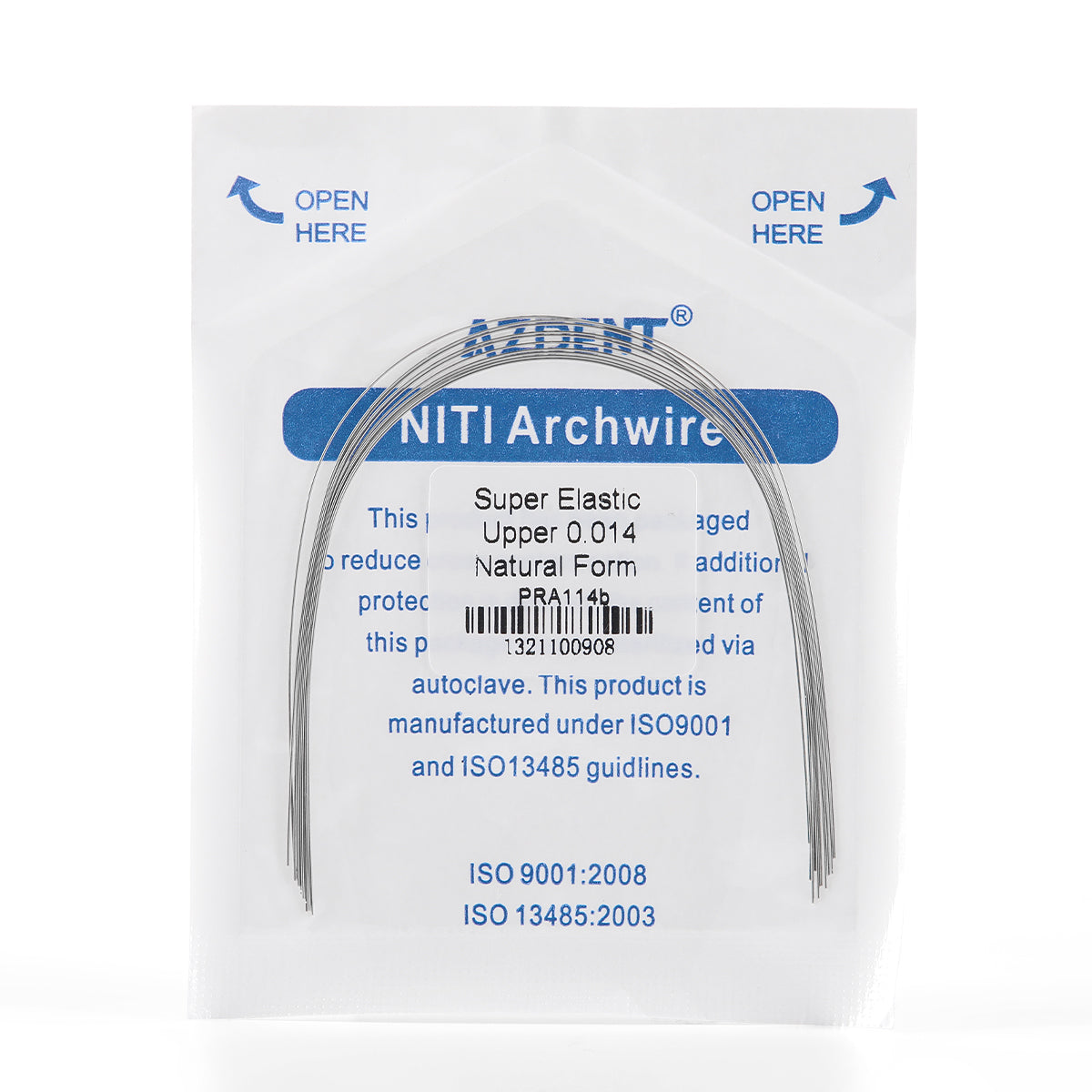 AZDENT Arco de Niti Super Elástico Natural Redondo Tamaño Completo 10 piezas/Paquete