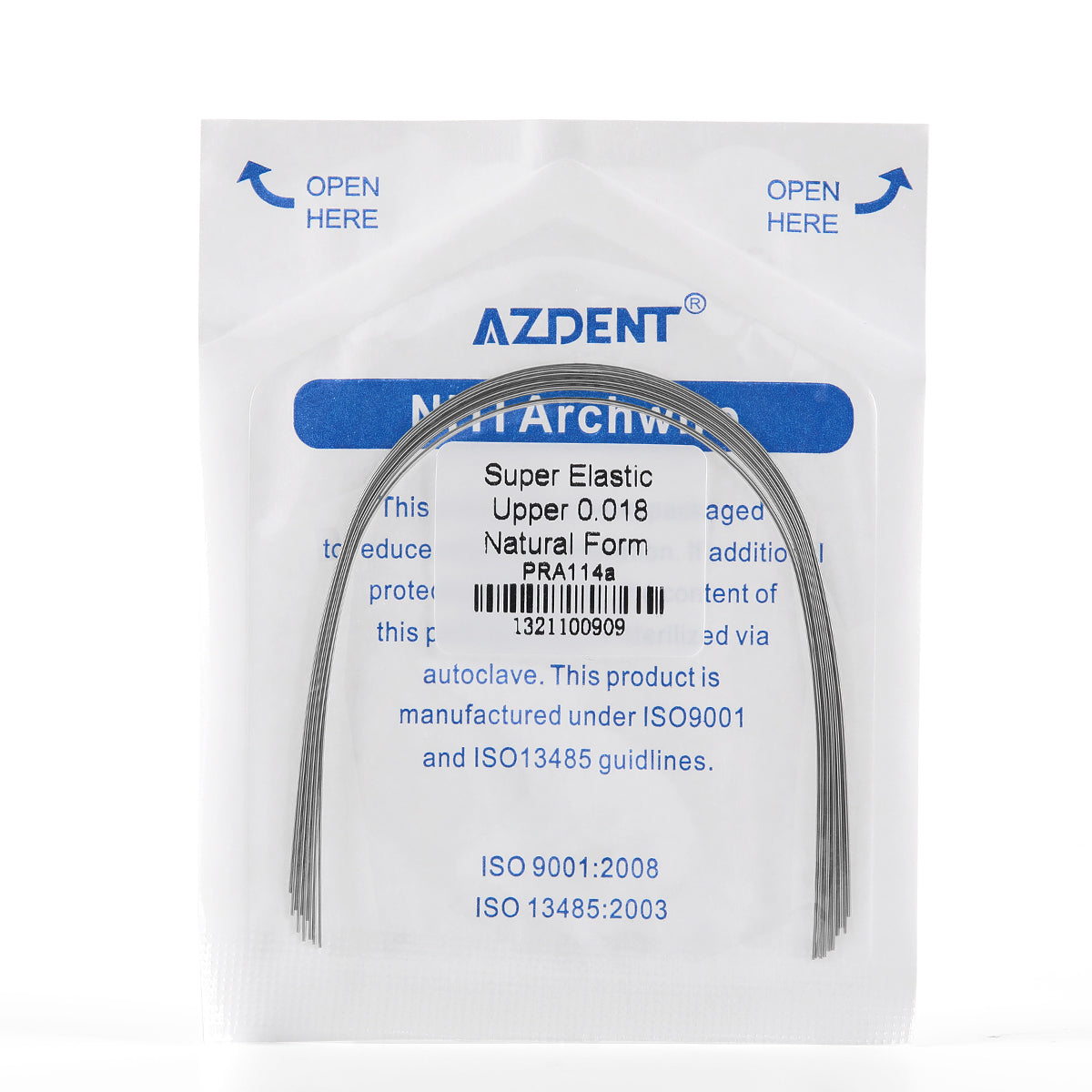 AZDENT Arco de Niti Super Elástico Natural Redondo Tamaño Completo 10 piezas/Paquete