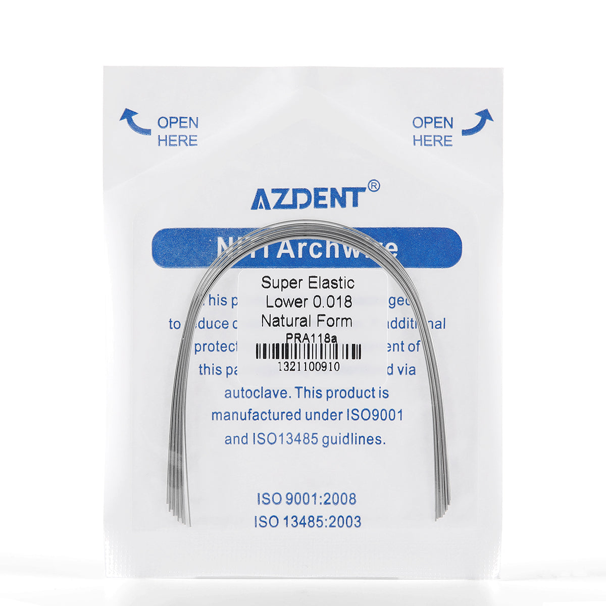 AZDENT Arco de Niti Super Elástico Natural Redondo Tamaño Completo 10 piezas/Paquete