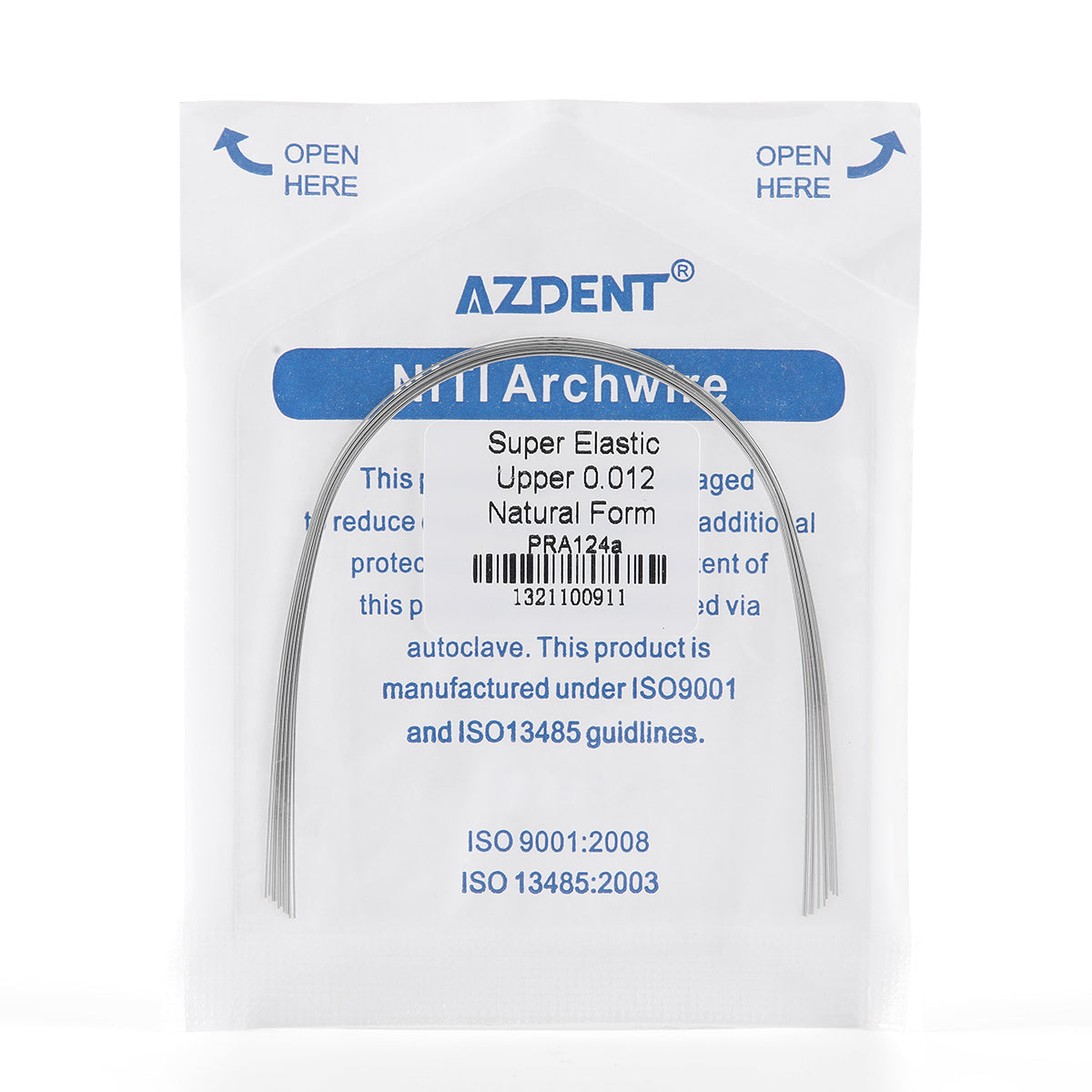 AZDENT Arco de Niti Super Elástico Natural Redondo Tamaño Completo 10 piezas/Paquete