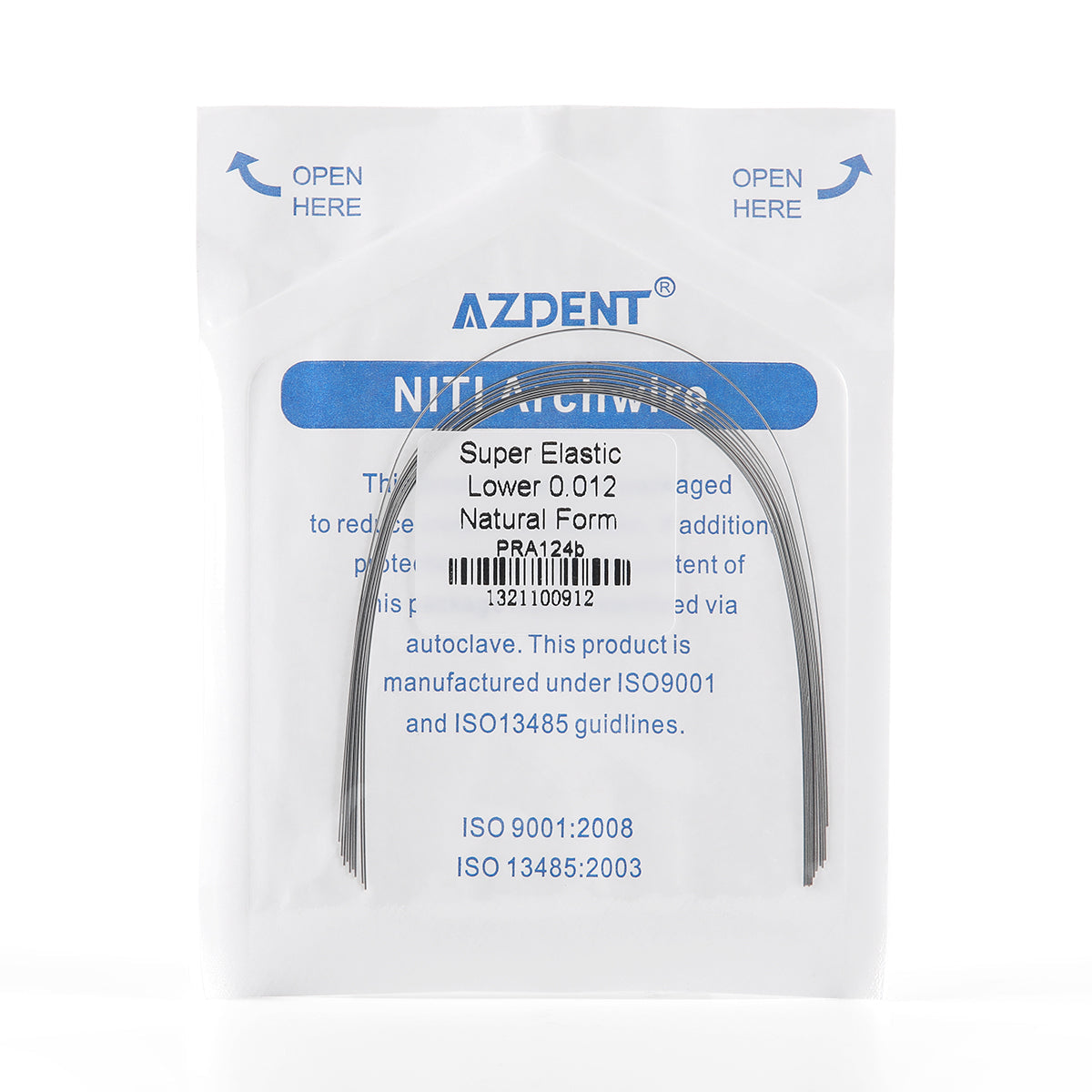 AZDENT Arco de Niti Super Elástico Natural Redondo Tamaño Completo 10 piezas/Paquete