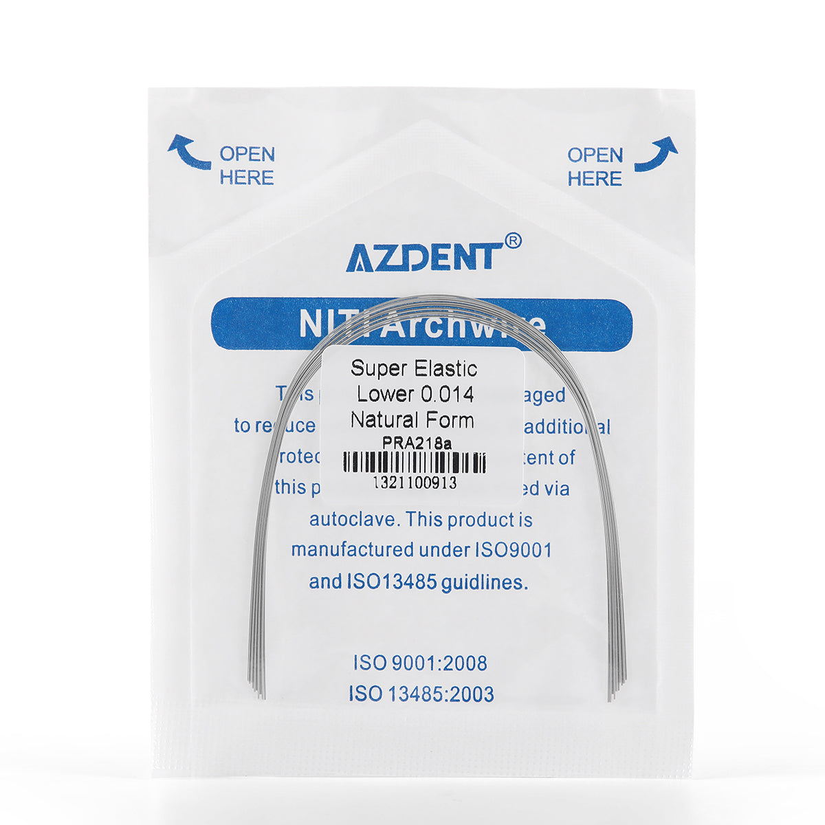 AZDENT Arco de Niti Super Elástico Natural Redondo Tamaño Completo 10 piezas/Paquete