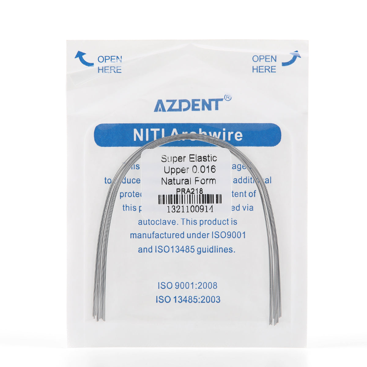 AZDENT Arco de Niti Super Elástico Natural Redondo Tamaño Completo 10 piezas/Paquete