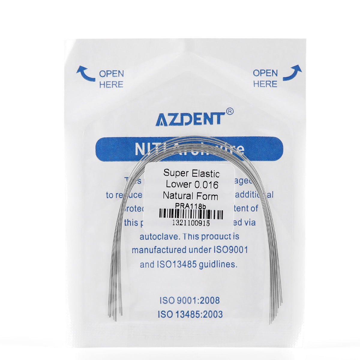 AZDENT Arco de Niti Super Elástico Natural Redondo Tamaño Completo 10 piezas/Paquete