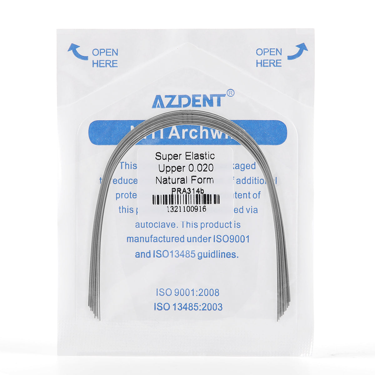 AZDENT Arco de Niti Super Elástico Natural Redondo Tamaño Completo 10 piezas/Paquete