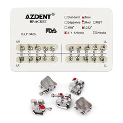 Металлические брекеты AZDENT для зубов Mini Roth Slot .022 крючки на 345 20 шт./упаковка