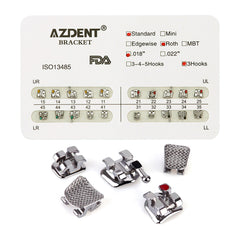 Металлические брекеты AZDENT Dental Standard Roth Slot .018 крючки по 3 шт./уп. 20 шт.