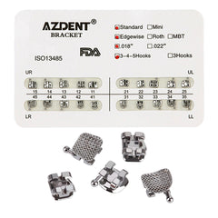 Металлические брекеты AZDENT для зубов, стандартные, с прорезью Edgewise, .018, крючки на 345, 20 шт./упаковка