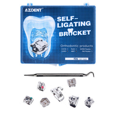 Самолигирующиеся брекеты AZDENT Dental Metal MBT .022 с крючками 345 и щечной трубкой 28 шт./комплект