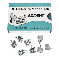 AZDENT Dental Mini Metal Brackets Monoblock Roth .022/.018 Hooks on 345 20 Sets/Box