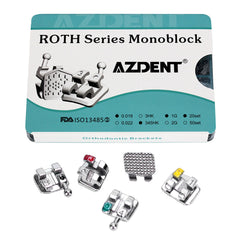 AZDENT Dental Metal Brackets Mini Roth .018 MIM Monoblock Hooks on 345 400pcs/Box