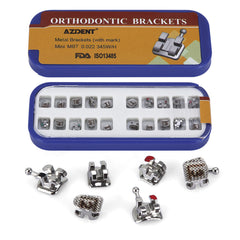 AZDENT Dental Metal Brackets Mini MBT .022 Hooks on 345 Laser Mark 20pcs/Box