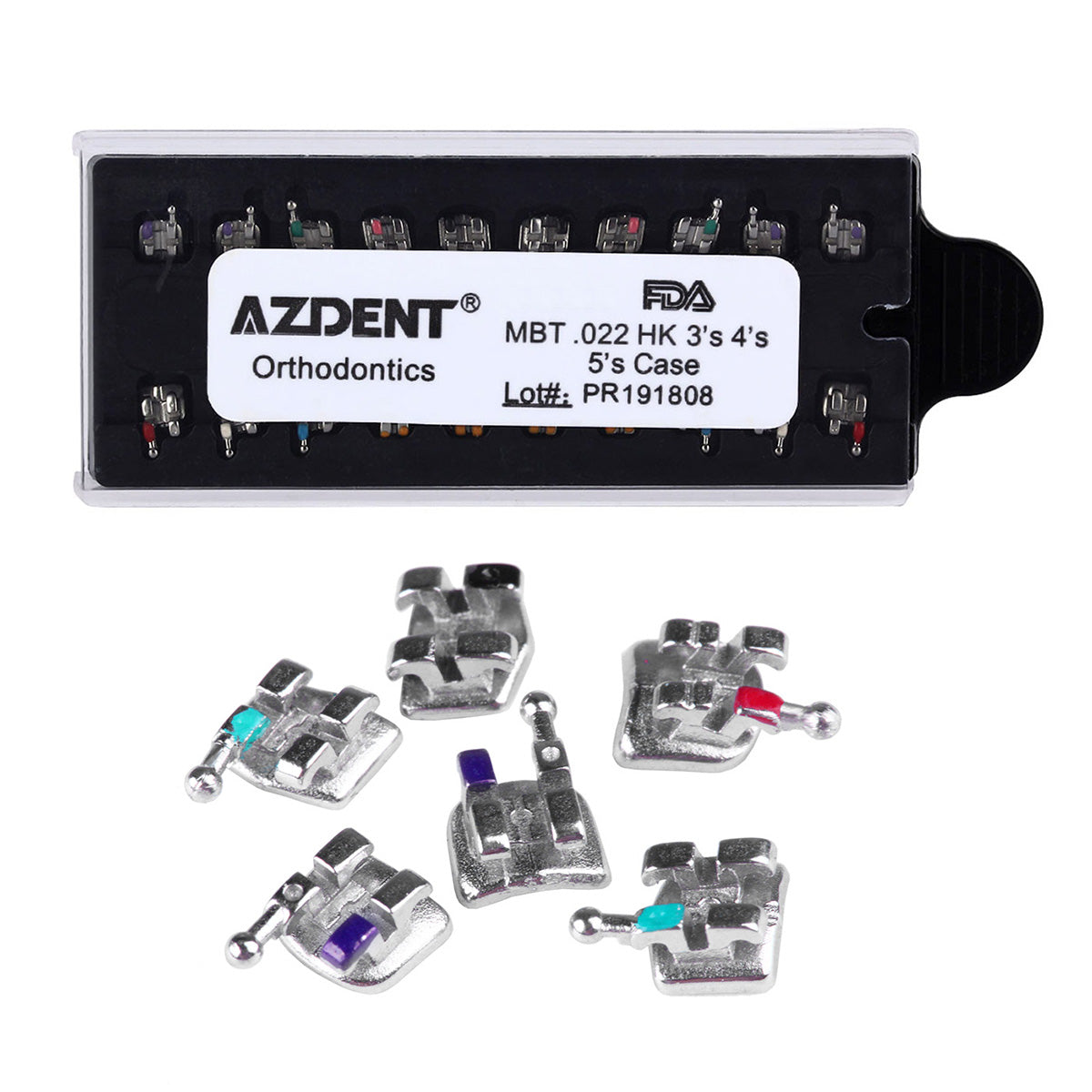 AZDENT Dental Metal Brackets Monoblock Mini MBT .022 Hooks on 345 20pcs/Kit