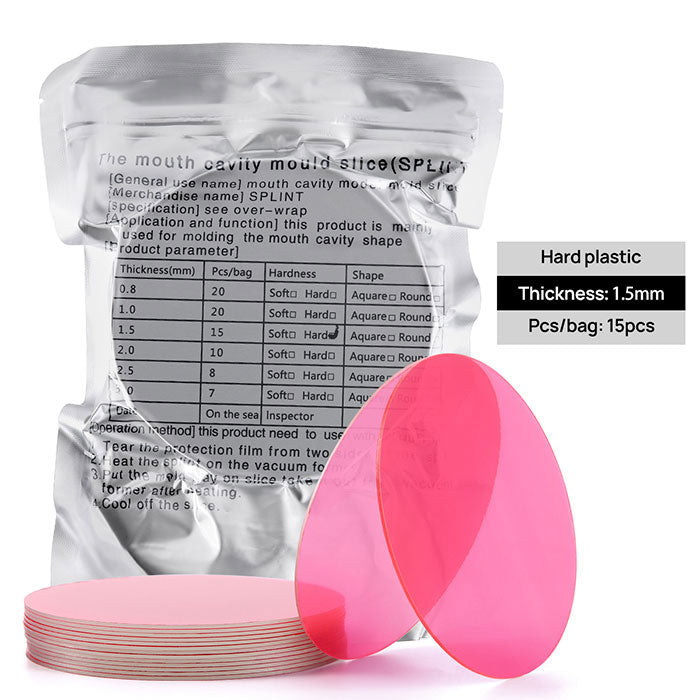Dental Ortho Splint Retainer Vacuum Forming Sheet Hard Plastic Clear Round 1.5mm 15Pcs/Bag