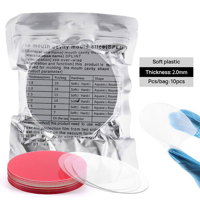 Dental Ortho Splint Retainer Vacuum Forming Sheet Hard Plastic Clear Round 1.5mm 15Pcs/Bag