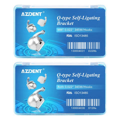 Самолигирующиеся брекеты AZDENT Dental Q-type Roth/MBT .022 Hooks On 345 с щечными трубками 28 шт./коробка
