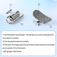AZDENT Buccal Tubes 1st Molar Bondable Non-Convertible Roth Rectangle 0.025*0.019 4pcs/Bag