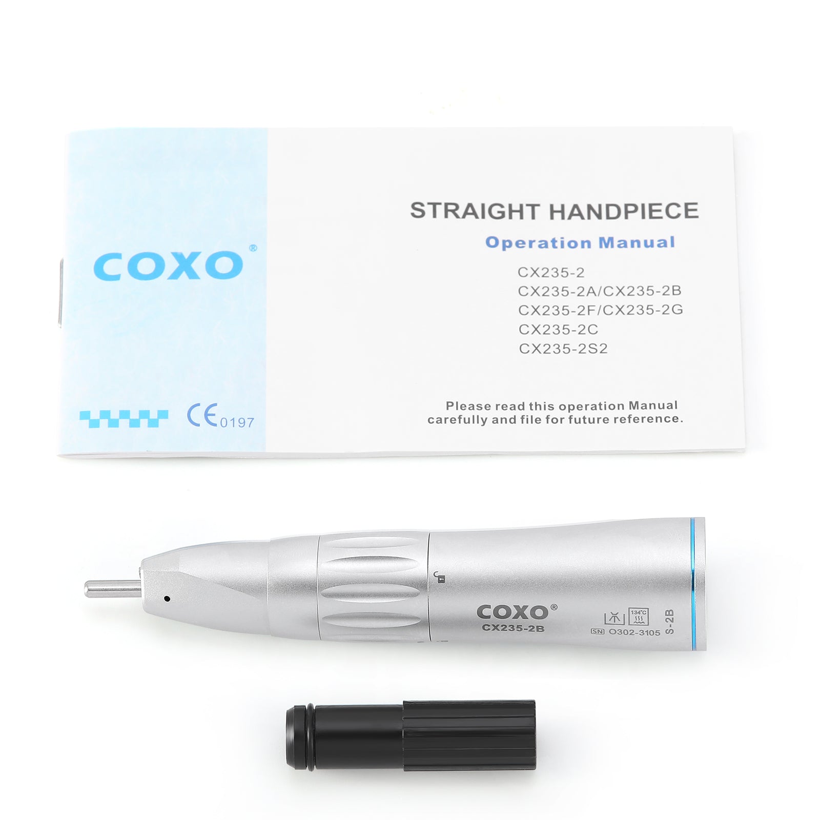 COXO Dental 1:1 Low Speed Electric Handpiece Contra Angle Straight Handpiece Air Motor 4 Holes