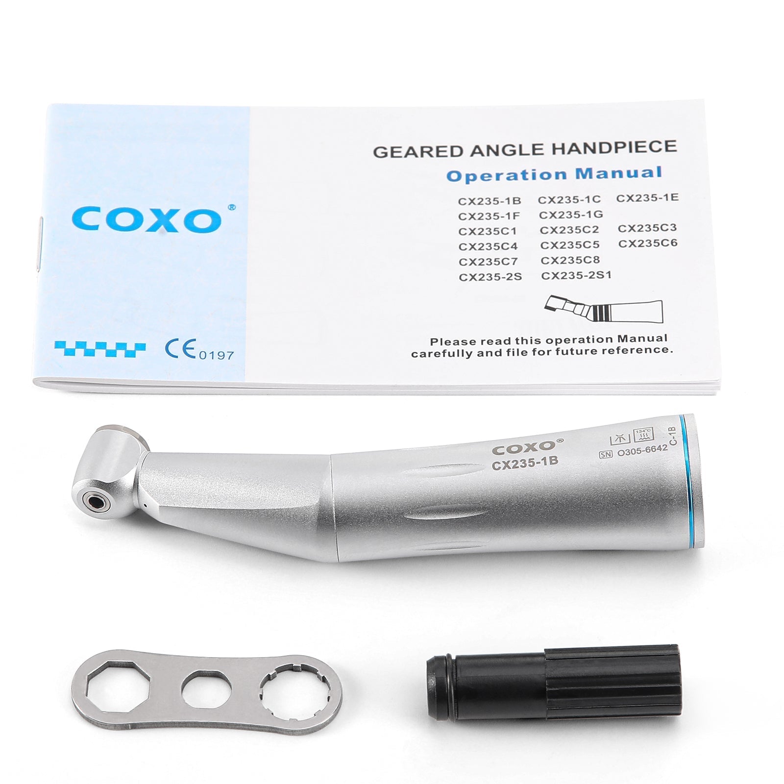 COXO Dental 1:1 Low Speed Electric Handpiece Contra Angle Straight Handpiece Air Motor 4 Holes