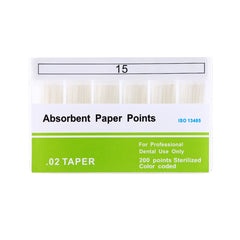 Absorbent Paper Points #15 Taper Size 0.02 Color Coded 200/Box