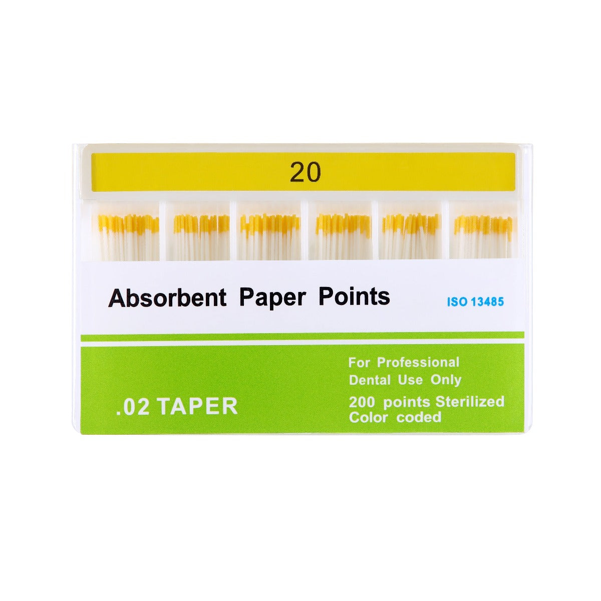 Absorbent Paper Points #15-80 Taper Size 0.02 Color Coded 8 Models 200/Box