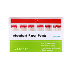 Absorbent Paper Points #25 Taper Size 0.02 Color Coded 200/Box
