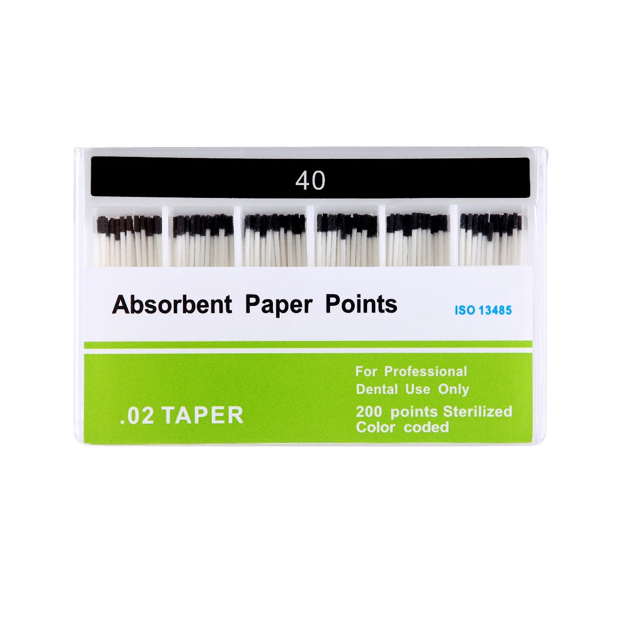 Absorbent Paper Points #15-80 Taper Size 0.02 Color Coded 8 Models 200/Box