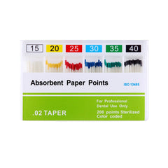 Absorbent Paper Points #15-40 Taper Size 0.02 Color Coded 200/Box