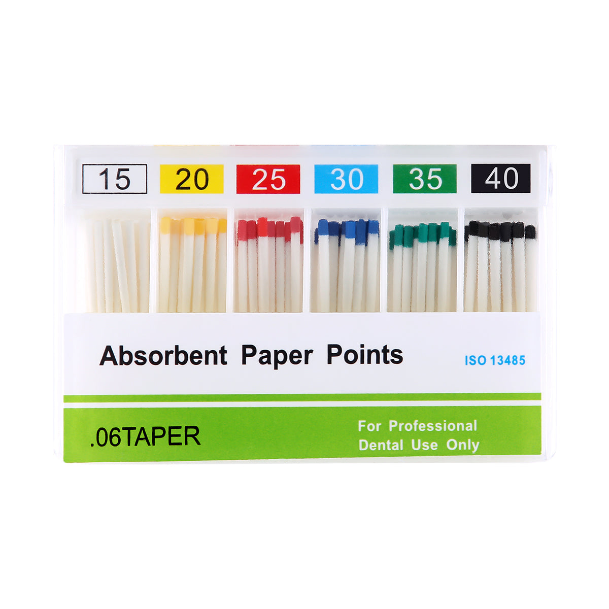 Absorbent Paper Points #15-40 Taper Size 0.06 Color Coded 7 Models 100/Box