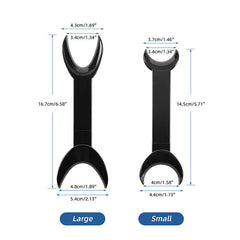 Dental T-Shape Double Head Cheek Retractors Mouth Opener Large & Small Black/Transparent 4Pcs/Set