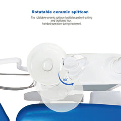 Dental Chair Unit QL2028III-2024 DC Motor Computer Controlled PU Hard Leather w/ Dentist Stool Dark Blue