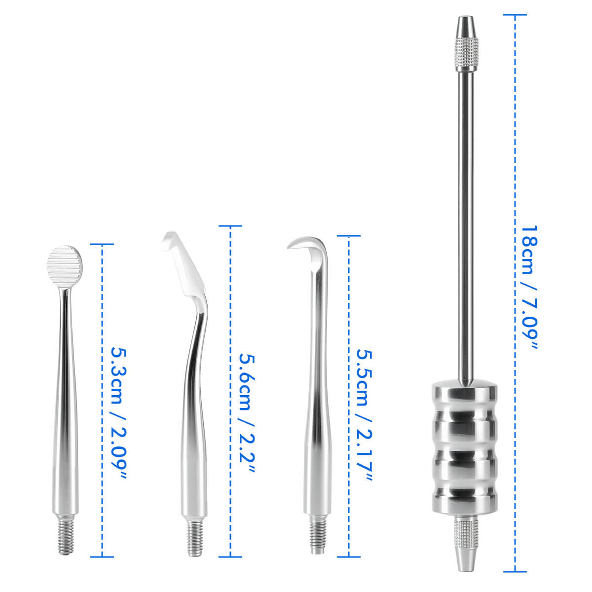 Dental Stainless Steel Manual Crown Remover Kit with 3 Attachments Tips