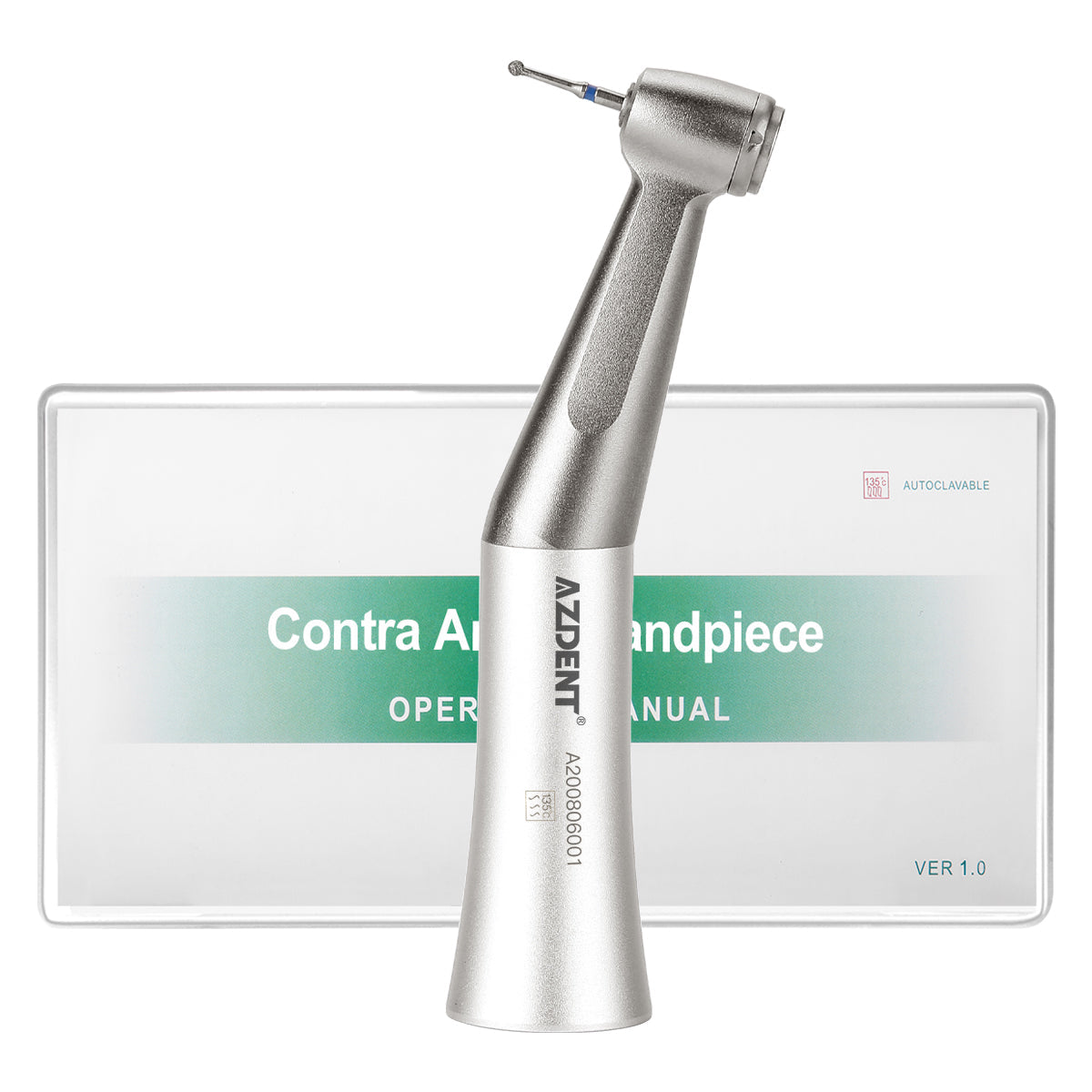 AZDENT 1:1 Dental Low Speed Contra Angle Handpiece Push Button For FG 1.6mm Bur