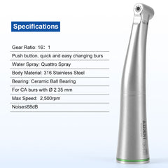 AZDENT Dental Mini 16:1 Contra Angle Низкоскоростной наконечник Quattro Spray для эндодонтии