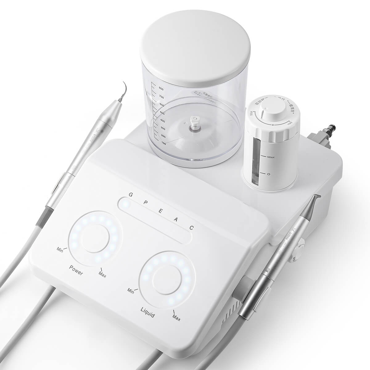 Raspador ultrasónico dental VRN-DQ40, pulidor de aire, sistema de terapia periodontal con chorro de arena, pieza de mano LED