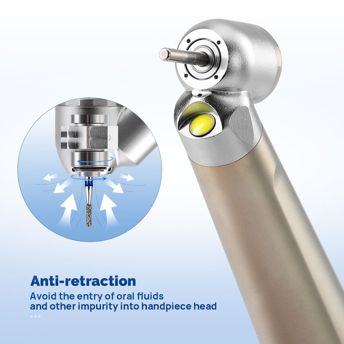 AZDENT Dental 45 Degree LED High Speed Handpiece E-generator Standard Head Push Button 4 Hole