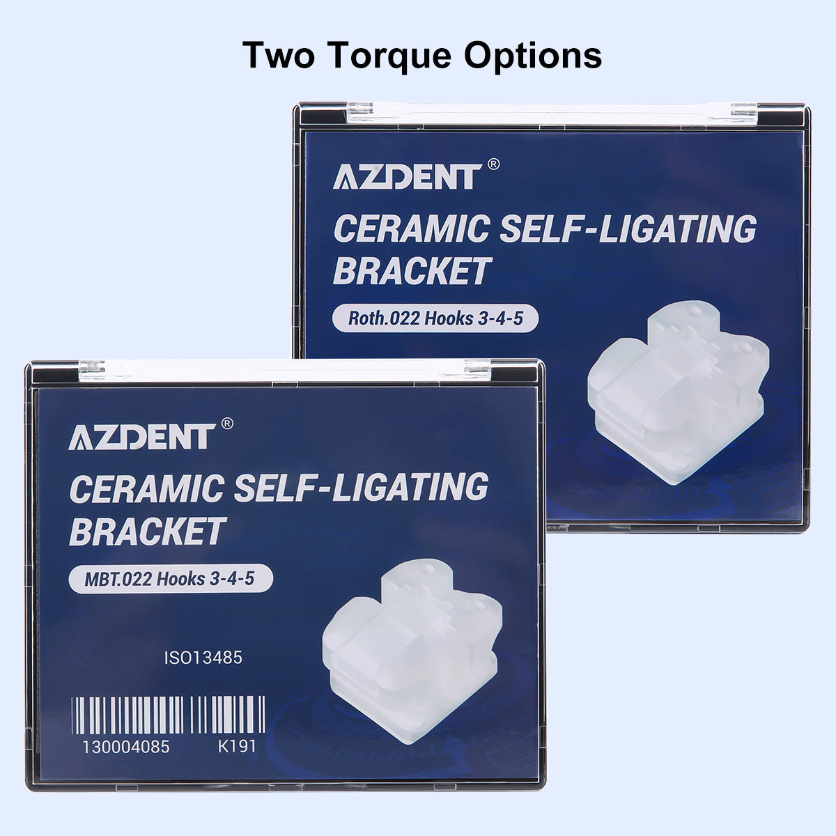 Самолигирующиеся керамические брекеты AZDENT Dental Roth/MBT 0.022 с крючком 3,4,5