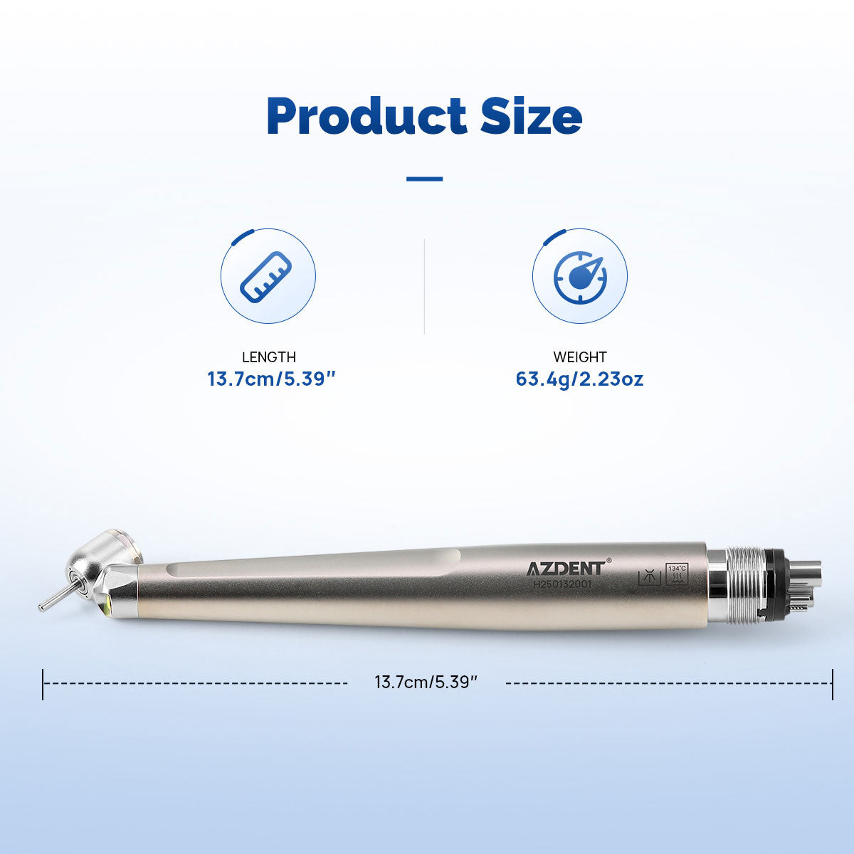 AZDENT Dental 45 Degree LED High Speed Handpiece E-generator Standard Head Push Button 4 Hole