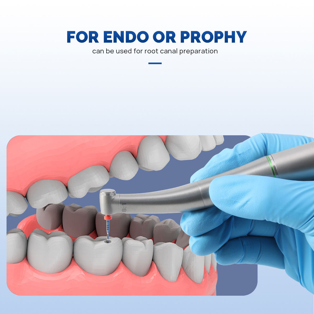 AZDENT Dental Mini 8:1 Низкоскоростной наконечник Contra Angle Quattro Spray для эндодонтии или профилактики