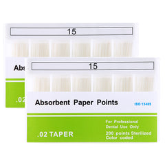Absorbent Paper Points #15 Taper Size 0.02 Color Coded 200/Box