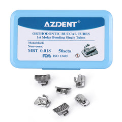 Tubo bucal AZDENT para primer molar, monobloque no convertible MBT 0.018, 50 juegos/caja