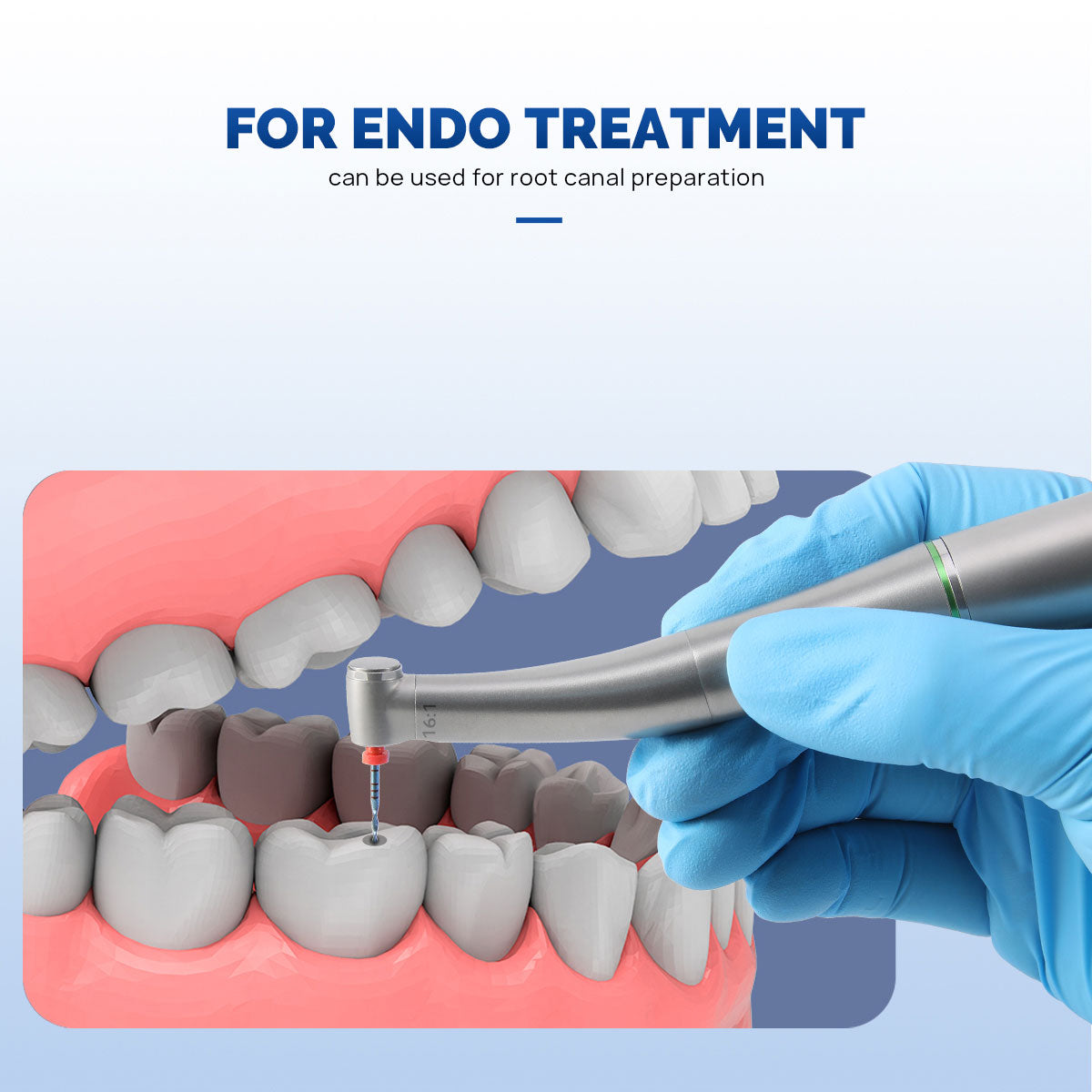 AZDENT Dental Mini 16:1 Contra Angle Низкоскоростной наконечник Quattro Spray для эндодонтии