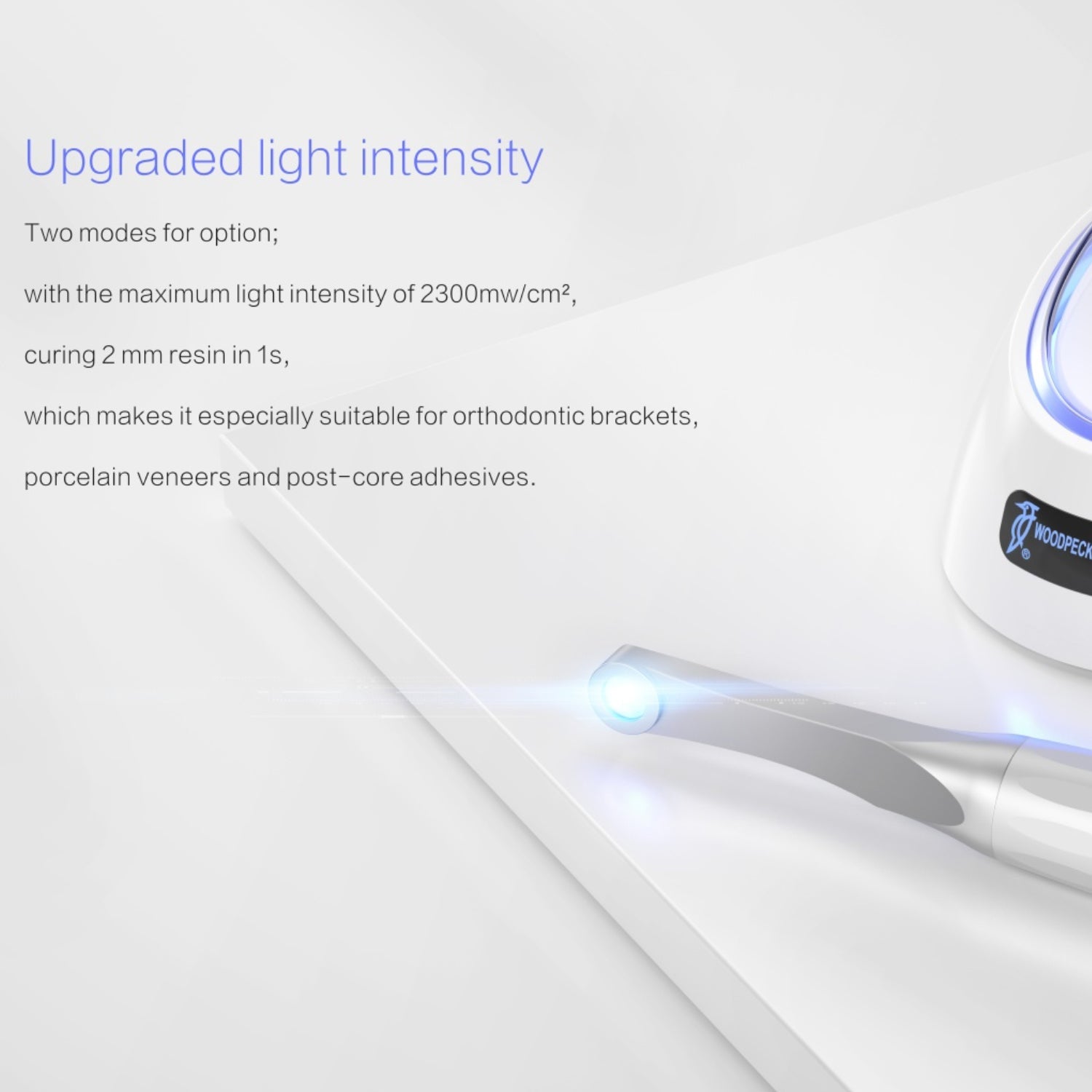 Woodpecker Curing Light iLED Plus Wireless 360° Rotary Wide Spectrum Metal Head 2 Working Modes 2500mW/cm2 White/Purple