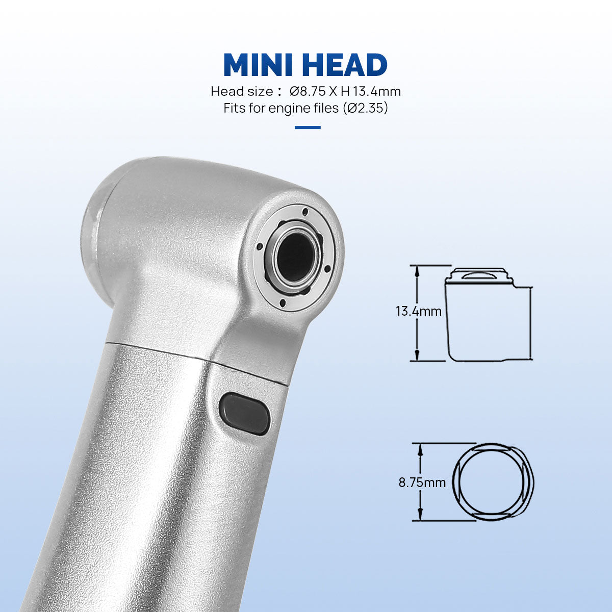 AZDENT Dental Mini 8:1 Contra Angle Fiber Optic Low Speed ​​Handpiece / Mini Fiber Optic Air Motor 6 Hollow