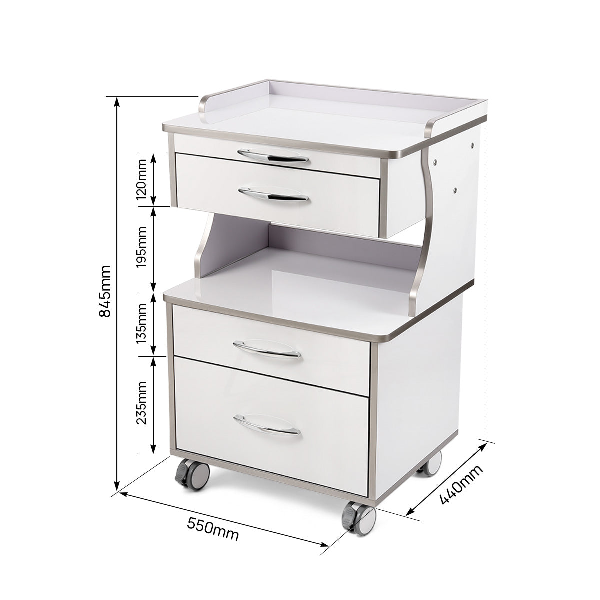 Dental G15 Mobile Cabinet Cart Three Drawers with Socket